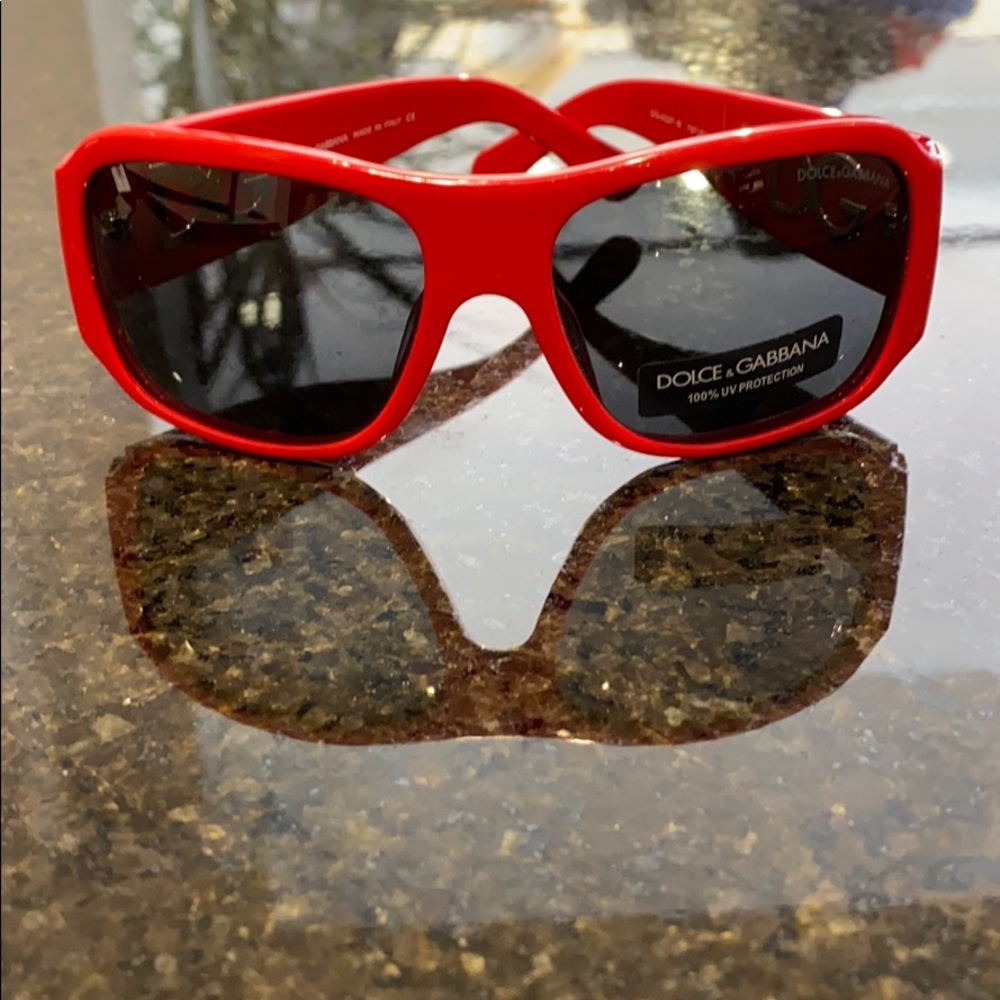 Dolce & Gabbana Red Rhinestone Sunglasses